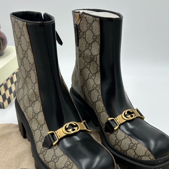 Gucci Women's GG supreme canvas/leather  Boots. Size 41 (US 11) - Picture 1 of 7